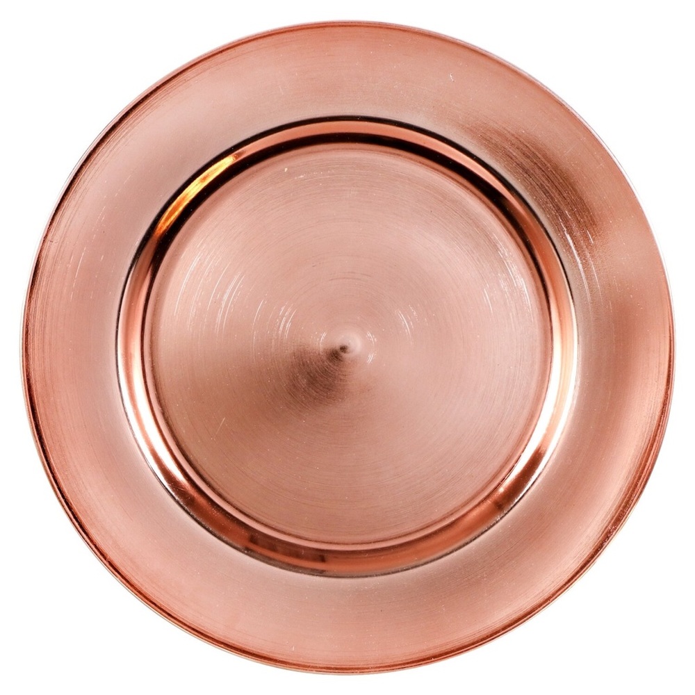 Metallic Rose Gold Plastic Charger Plates 13” - Set of 10